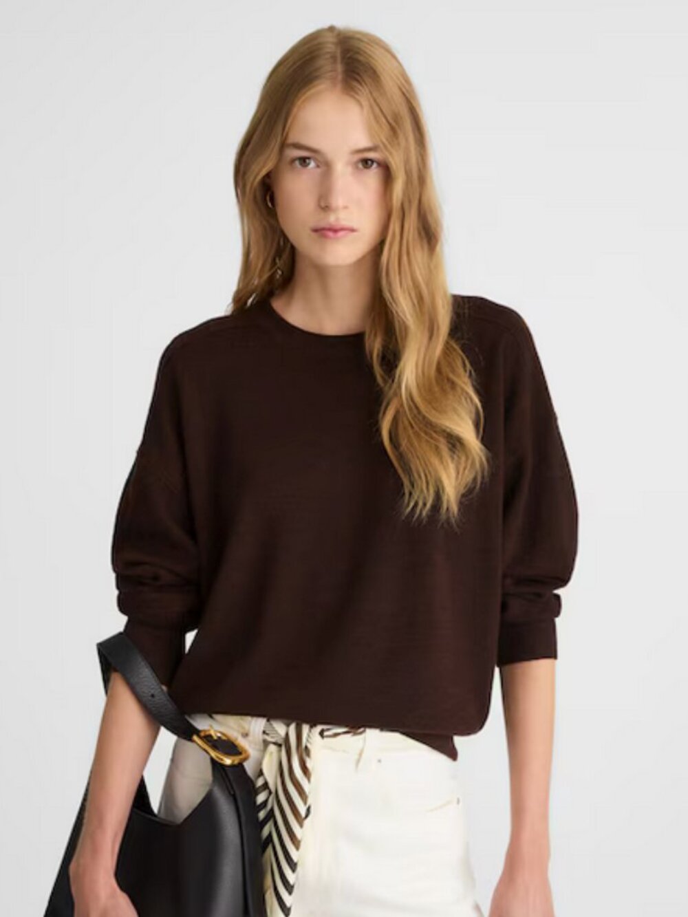 Madewell Merino Wool Pullover Sweater - brown, S